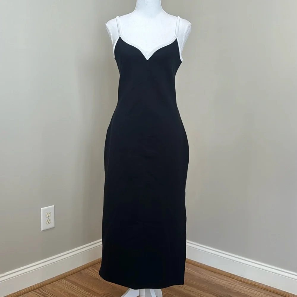 Abercrombie & Fitch Black Bodycon Dress with White Piping​
